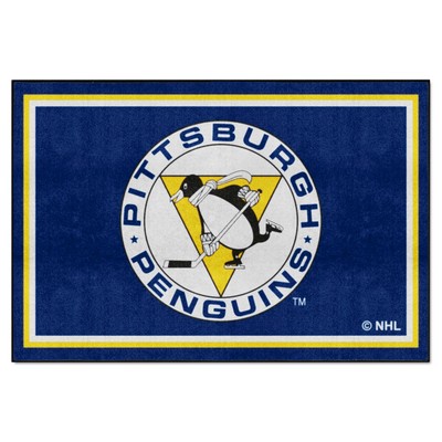 Fan Mats  LLC Pittsburgh Penguins 5x8 Rug Retro Blue