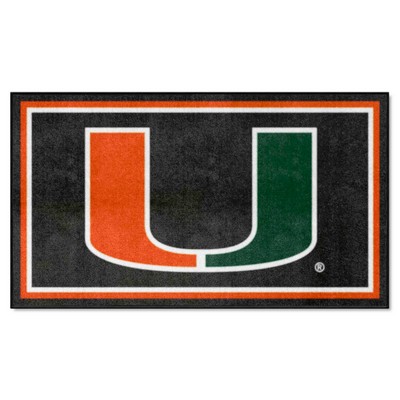 Fan Mats  LLC Miami Hurricanes 3x5 Rug Black