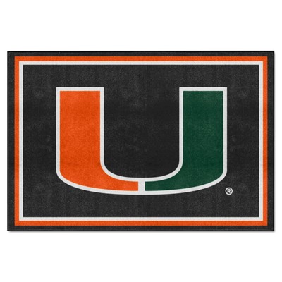 Fan Mats  LLC Miami Hurricanes 5x8 Rug Black