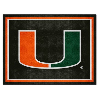 Fan Mats  LLC Miami Hurricanes 8x10 Rug Black