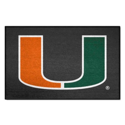 Fan Mats  LLC Miami Hurricanes Starter Mat Black