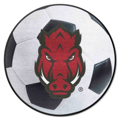 Fan Mats  LLC Arkansas Razorbacks Soccer Ball Mat White