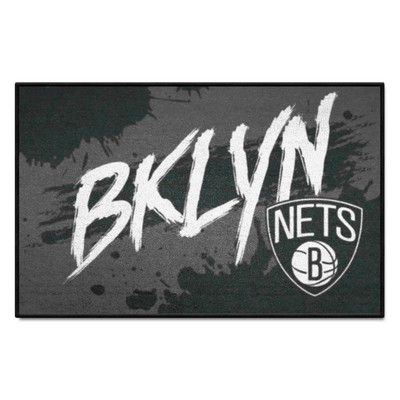 Fan Mats  LLC Brooklyn Nets Starter Mat Slogan Gray