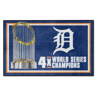 Fan Mats  LLC Detroit Tigers 4x6 Rug Dynasty Blue