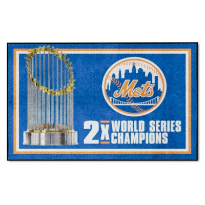 Fan Mats  LLC New York Mets 4x6 Rug Dynasty Blue