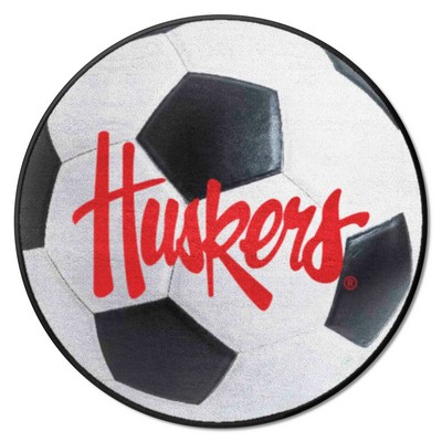 Fan Mats  LLC Nebraska Cornhuskers Soccer Ball Mat White