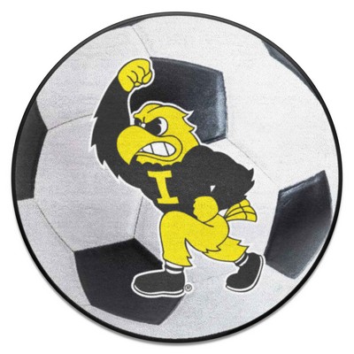 Fan Mats  LLC Iowa Hawkeyes Soccer Ball Mat White