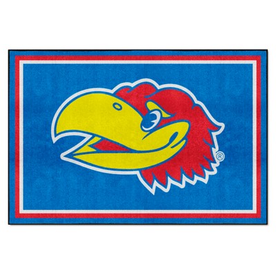 Fan Mats  LLC Kansas Jayhawks 5x8 Rug Blue