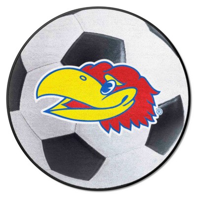 Fan Mats  LLC Kansas Jayhawks Soccer Ball Mat White