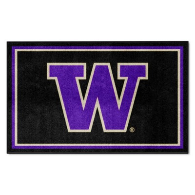 Fan Mats  LLC Washington Huskies 4x6 Rug Black