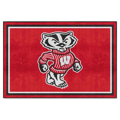 Fan Mats  LLC Wisconsin Badgers 5x8 Rug Red