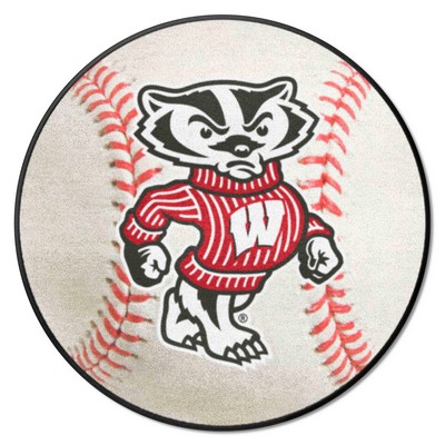 Fan Mats  LLC Wisconsin Badgers Baseball Mat White