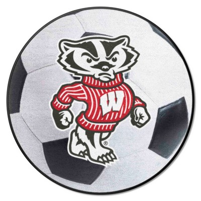 Fan Mats  LLC Wisconsin Badgers Soccer Ball Mat White