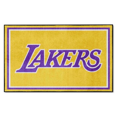 Fan Mats  LLC Los Angeles Lakers 4x6 Rug Yellow