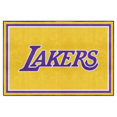 Fan Mats  LLC Los Angeles Lakers 5x8 Rug Yellow