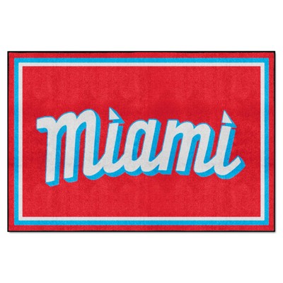 Fan Mats  LLC Miami Marlins 5x8 Rug Red