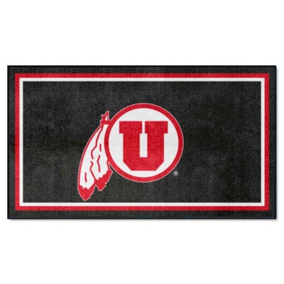 Fan Mats  LLC Utah Utes 3x5 Rug Black