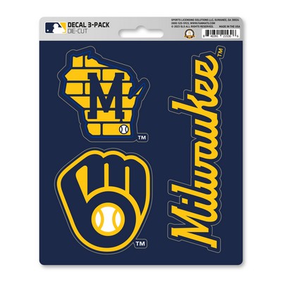 Fan Mats  LLC Milwaukee Brewers Decal 3-pk Blue