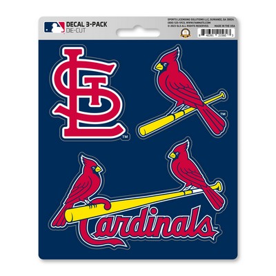 Fan Mats  LLC St. Louis Cardinals Decal 3-pk Blue