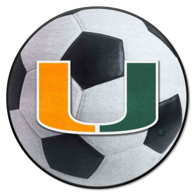 Fan Mats  LLC Miami Hurricanes Soccer Ball Mat White