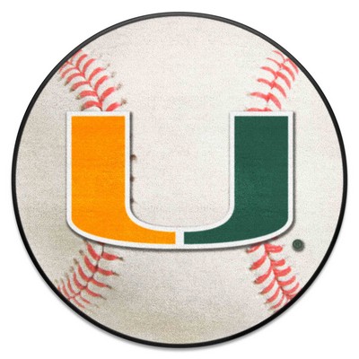 Fan Mats  LLC Miami Hurricanes Baseball Mat White