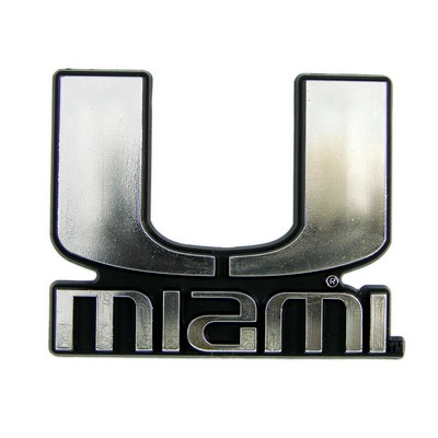 Fan Mats  LLC Miami Hurricanes Molded Chrome Emblem Chrome