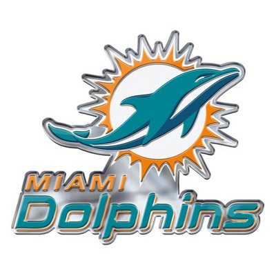 Fan Mats  LLC Miami Dolphins Embossed Color Emblem2 Aqua