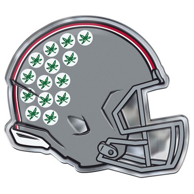 Fan Mats  LLC Ohio State Buckeyes Embossed Helmet Emblem Green, Red & Gray