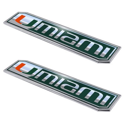 Fan Mats  LLC Miami Hurricanes Embossed Truck Emblem 2-pk Green