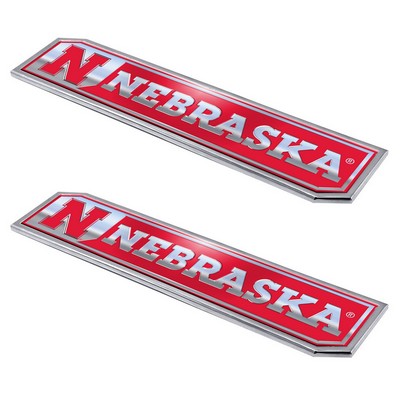 Fan Mats  LLC Nebraska Cornhuskers Embossed Truck Emblem 2-pk Red