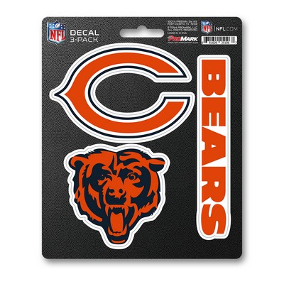 Fan Mats  LLC Chicago Bears Decal 3-pk Blue & Orange