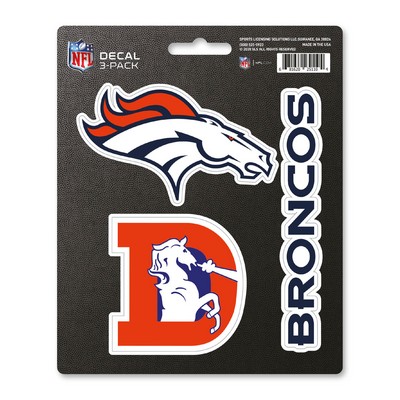 Fan Mats  LLC Denver Broncos Decal 3-pk Orange