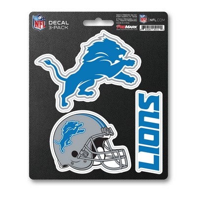 Fan Mats  LLC Detroit Lions Decal 3-pk Blue, Orange