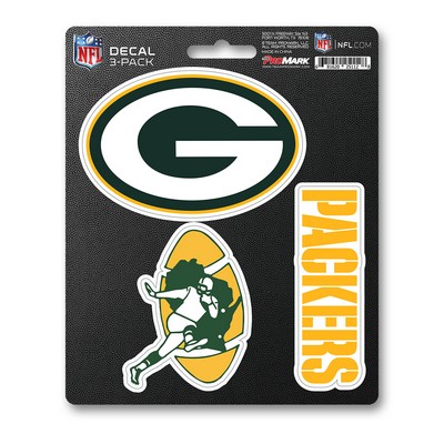 Fan Mats  LLC Green Bay Packers Decal 3-pk Blue, White & Gray