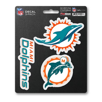 Fan Mats  LLC Miami Dolphins Decal 3-pk Aqua