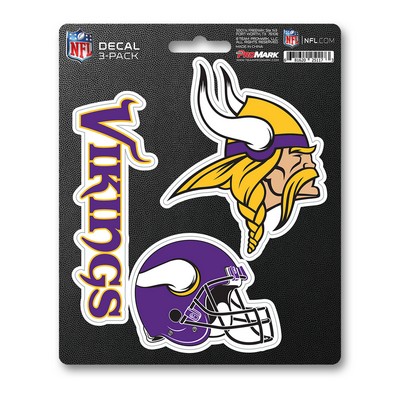 Fan Mats  LLC Minnesota Vikings Decal 3-pk Purple & Yellow