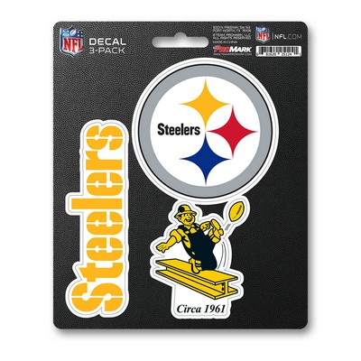 Fan Mats  LLC Pittsburgh Steelers Decal 3-pk Multi Color