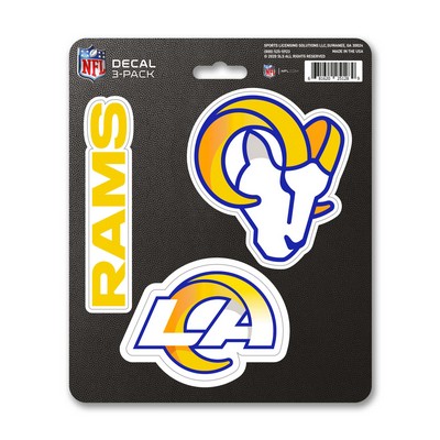 Fan Mats  LLC Los Angeles Rams Decal 3-pk Blue, White & Yellow