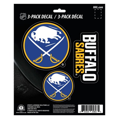 Fan Mats  LLC Buffalo Sabres Decal 3-pk Blue, Yellow