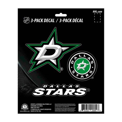 Fan Mats  LLC Dallas Stars Decal 3-pk Green