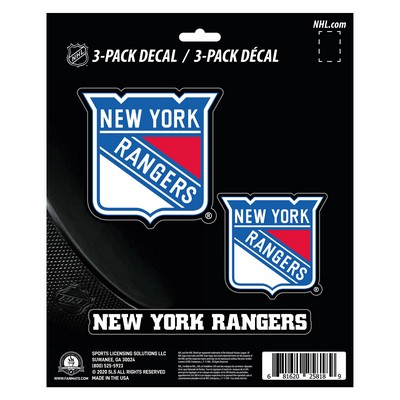 Fan Mats  LLC New York Rangers Decal 3-pk Blue, Red