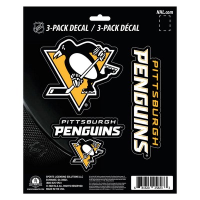 Fan Mats  LLC Pittsburgh Penguins Decal 3-pk Yellow, Black