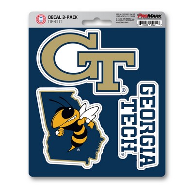 Fan Mats  LLC Georgia Tech Yellow Jackets Decal 3-pk Blue & Gold