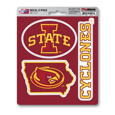 Fan Mats  LLC Iowa State Cyclones Decal 3-pk Red & Yellow