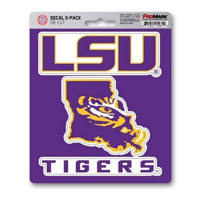 Fan Mats  LLC LSU Tigers Decal 3-pk Purple & Yellow