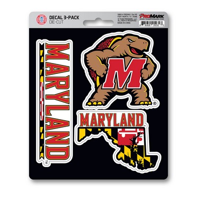 Fan Mats  LLC Maryland Terrapins Decal 3-pk Red & Black