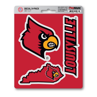 Fan Mats  LLC Louisville Cardinals Decal 3-pk Red & Black