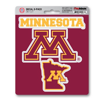 Fan Mats  LLC Minnesota Golden Gophers Decal 3-pk Maroon