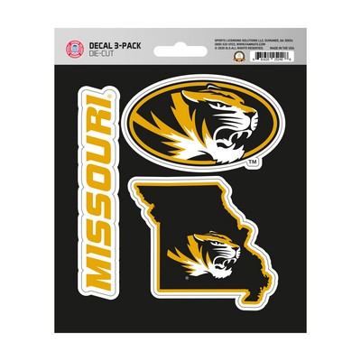 Fan Mats  LLC Missouri Tigers Decal 3-pk Black