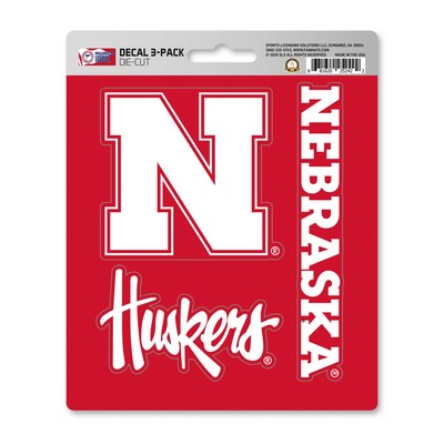 Fan Mats  LLC Nebraska Cornhuskers Decal 3-pk White